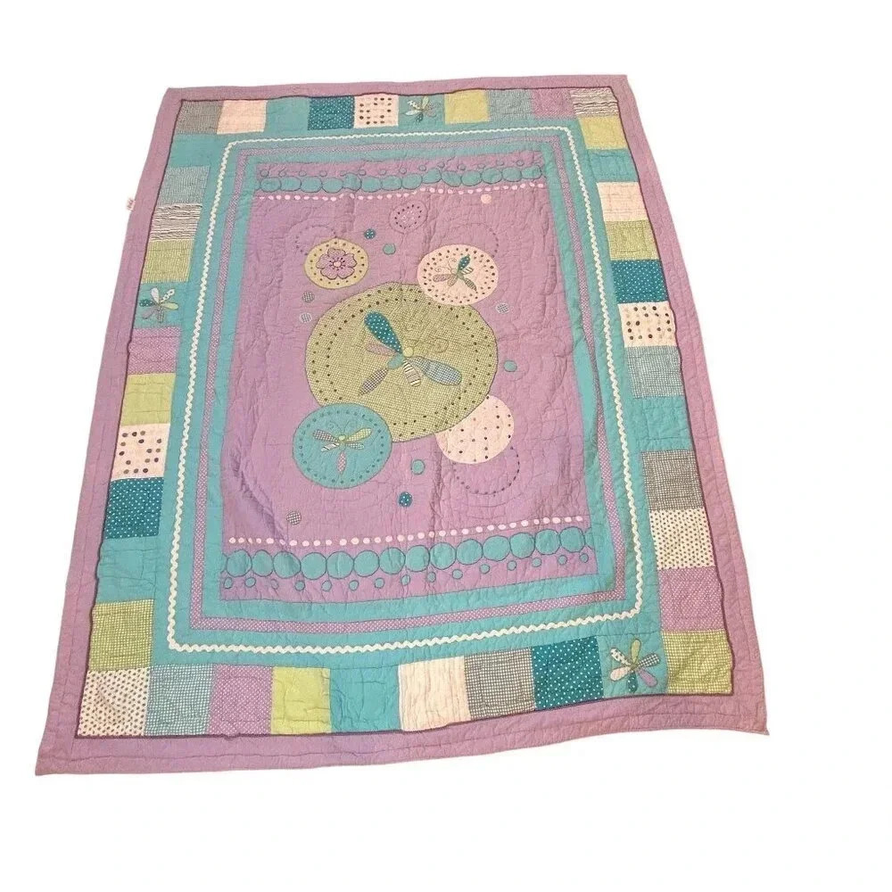 Freckles Dragonfly Lavender Green Child's Quilt 83" X 65.5"